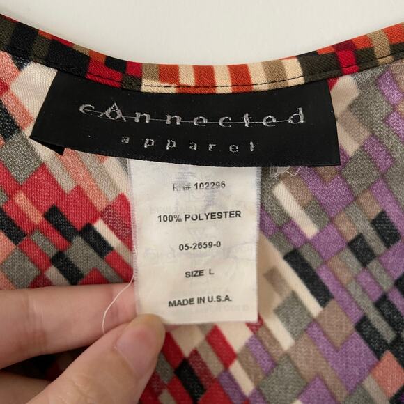 Connected Apparel Dress Women's Large Brown Red Multicolor Long Sleeve Dress - Picture 8 of 11